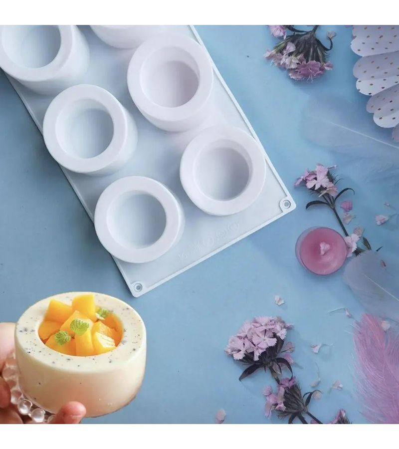 White 6 Cavity Silicone Cake Mold Mini Baking Muffin Chocolate DIY Soap Tool - Image 4