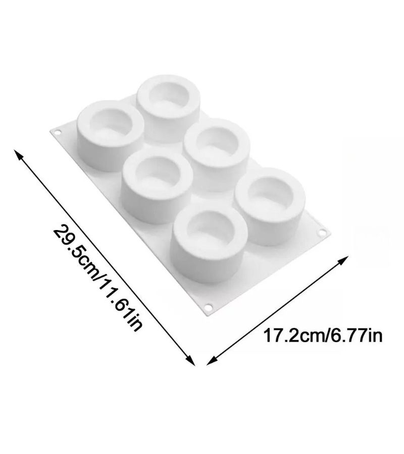 White 6 Cavity Silicone Cake Mold Mini Baking Muffin Chocolate DIY Soap Tool - Image 2