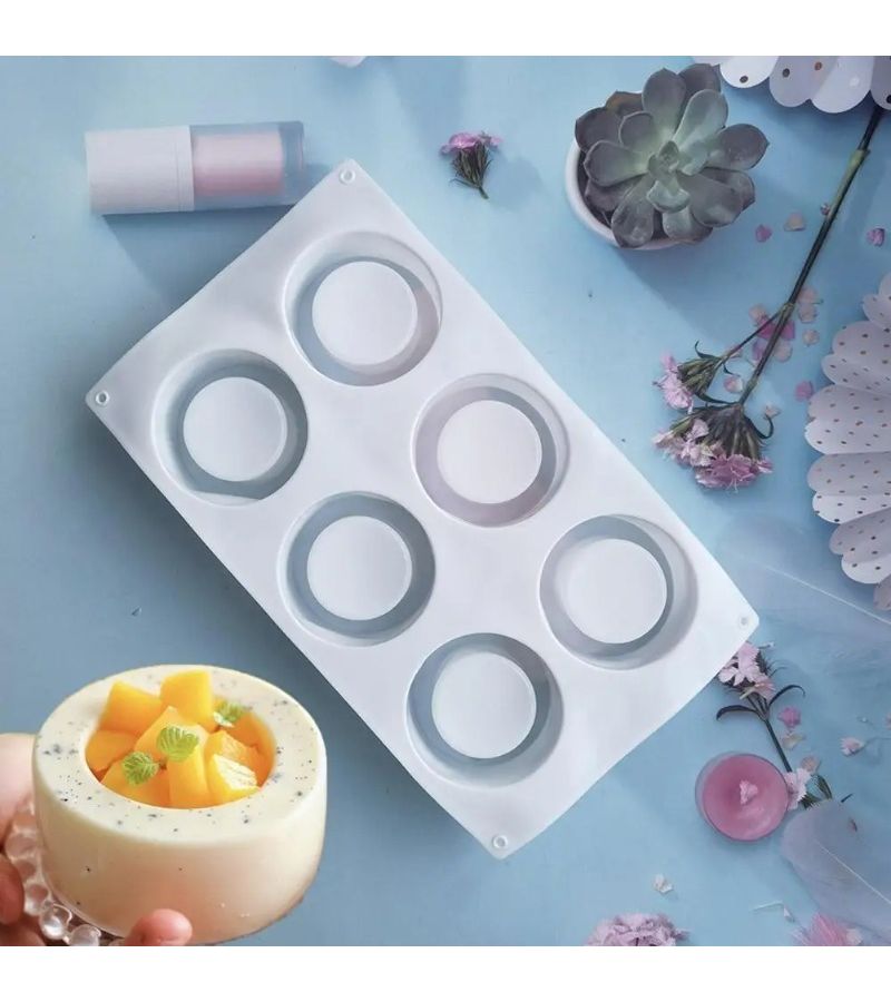 White 6 Cavity Silicone Cake Mold Mini Baking Muffin Chocolate DIY Soap Tool - Image 5