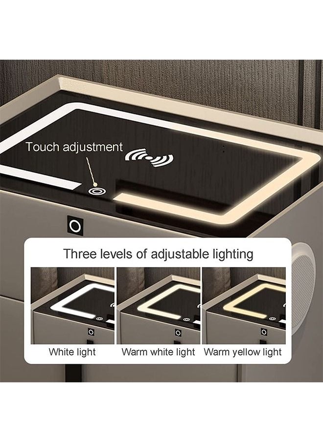 CityRiya-Long - Bedside Table Smart Nightstand with Wireless Charging Station and Bluetooth Speacker Coffee Table for Living Room Sofa Side White - Image 1