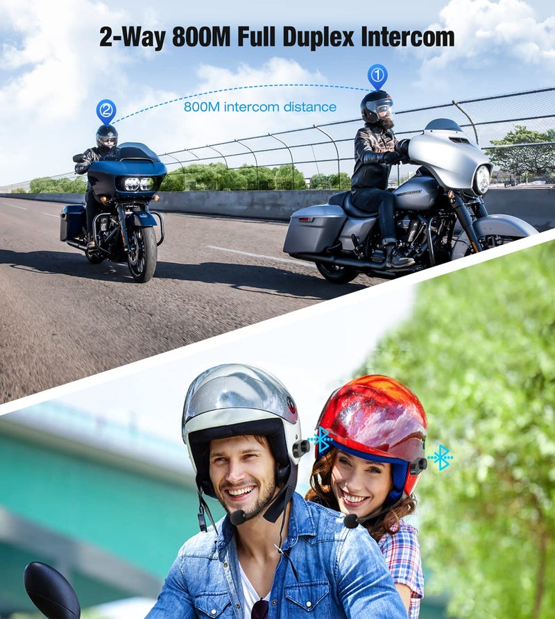 FreedConn T COM VB Motorcycle Bluetooth Headset, Helmet Intercom 2 Way 800M with Music Share, Universal Communication System Speakers, Waterproof Moto Accessories Gear for Ski, Riders, All Helmets - Image 2