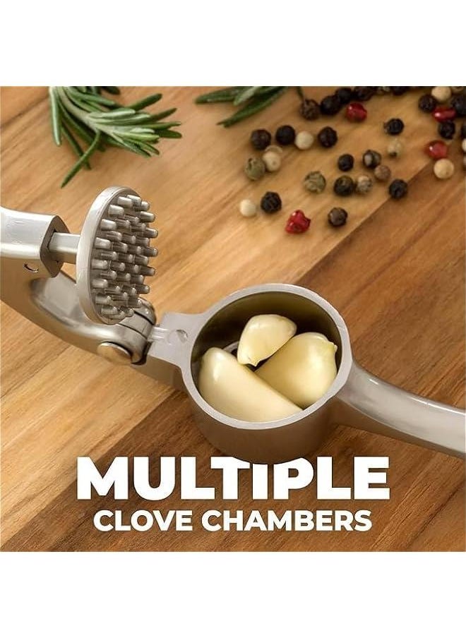 HOOKOR Premium Garlic Press, Garlic Mincer Set with Silicone Roller Peeler & Cleaning Brush, Easy to Squeeze and Clean, Rust Proof & Dishwasher Safe, Professional Efficient Ginger Crusher  - Image 4