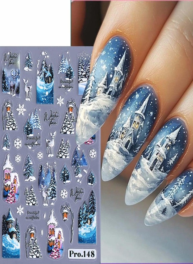 SWEET TREND Christmas Nail Art Stickers Set -4 Sheets 3D Embossed Cute Santa Snowman Bear Reindeer Snowflake Nail Decals with Tweezers File and Press Stick, DIY Holiday Manicure Decoration for Women - Image 3