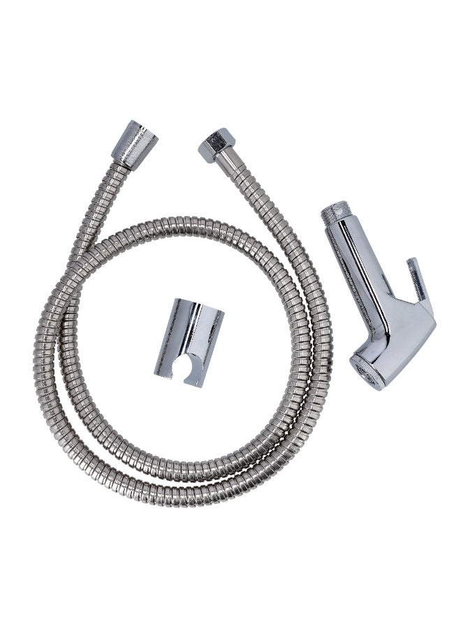 GEEPAS Geepas GSW61106 Chrome Shattaf Set, High-Quality Hand Jet, ABS Material, and Flexible Hose, Complete Bidet Sprayer Kit for Bathroom Hygiene - Image 1