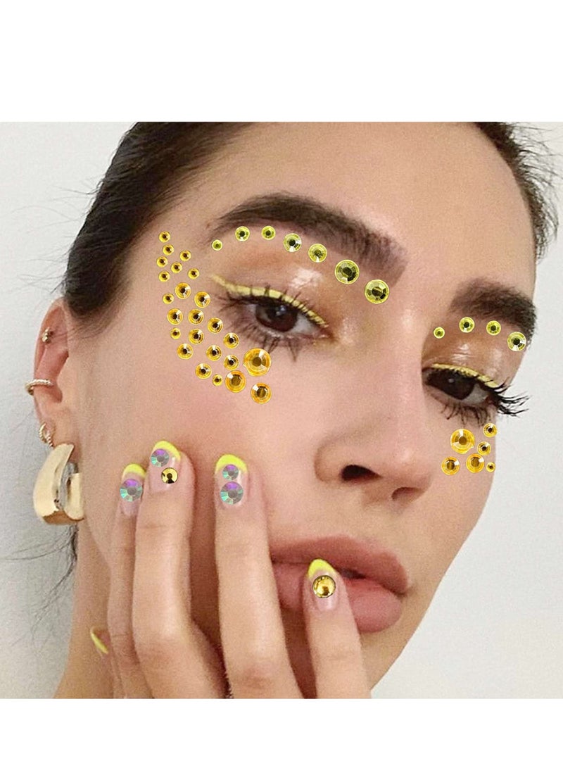 KASTWAVE Face Gems Sticker on Eye Body Jewels Colorful Crystal Fake Nose Stud Makeup Rhinestone for Eyes Self-Adhesive Face Gem for Festival Euphoria Makeup Accessories Nail Art Decorations(6 Sheets) - Image 2