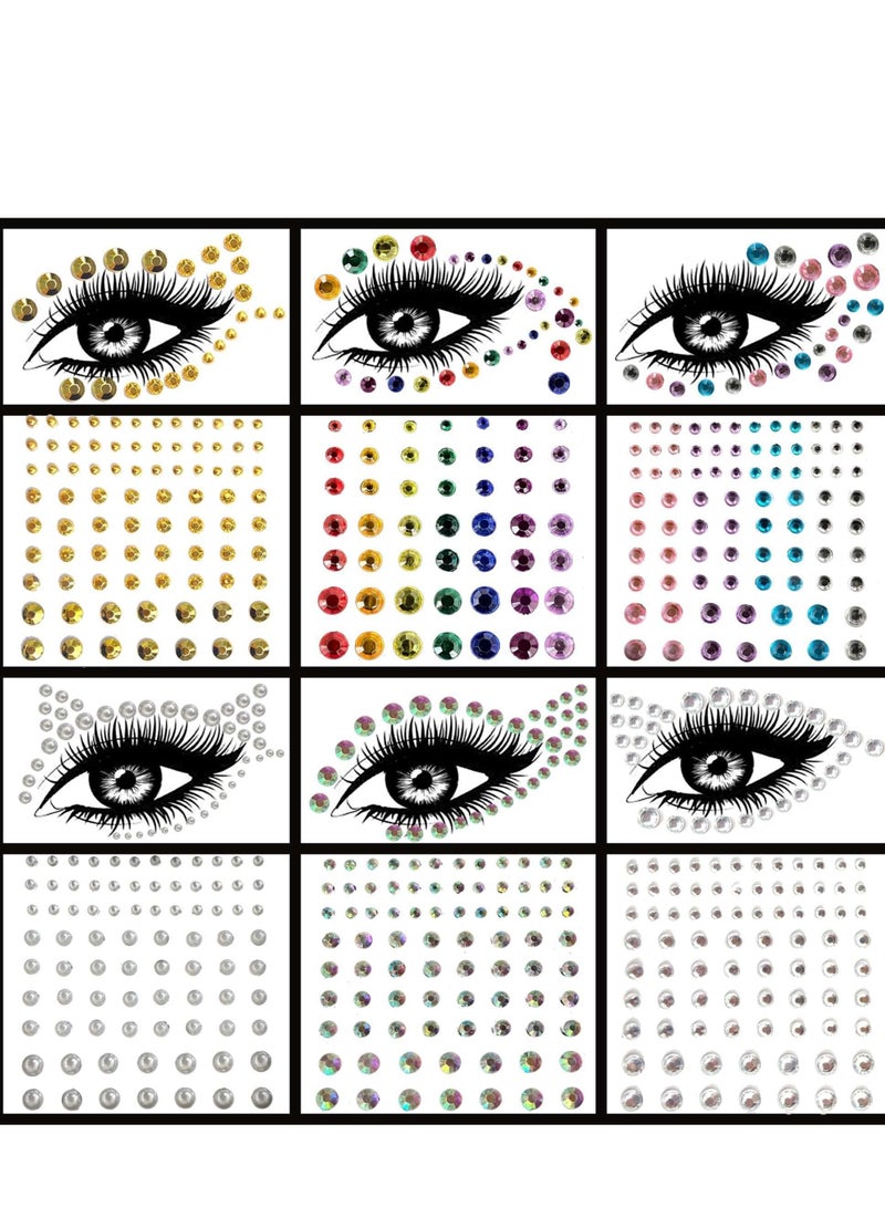 KASTWAVE Face Gems Sticker on Eye Body Jewels Colorful Crystal Fake Nose Stud Makeup Rhinestone for Eyes Self-Adhesive Face Gem for Festival Euphoria Makeup Accessories Nail Art Decorations(6 Sheets) - Image 1