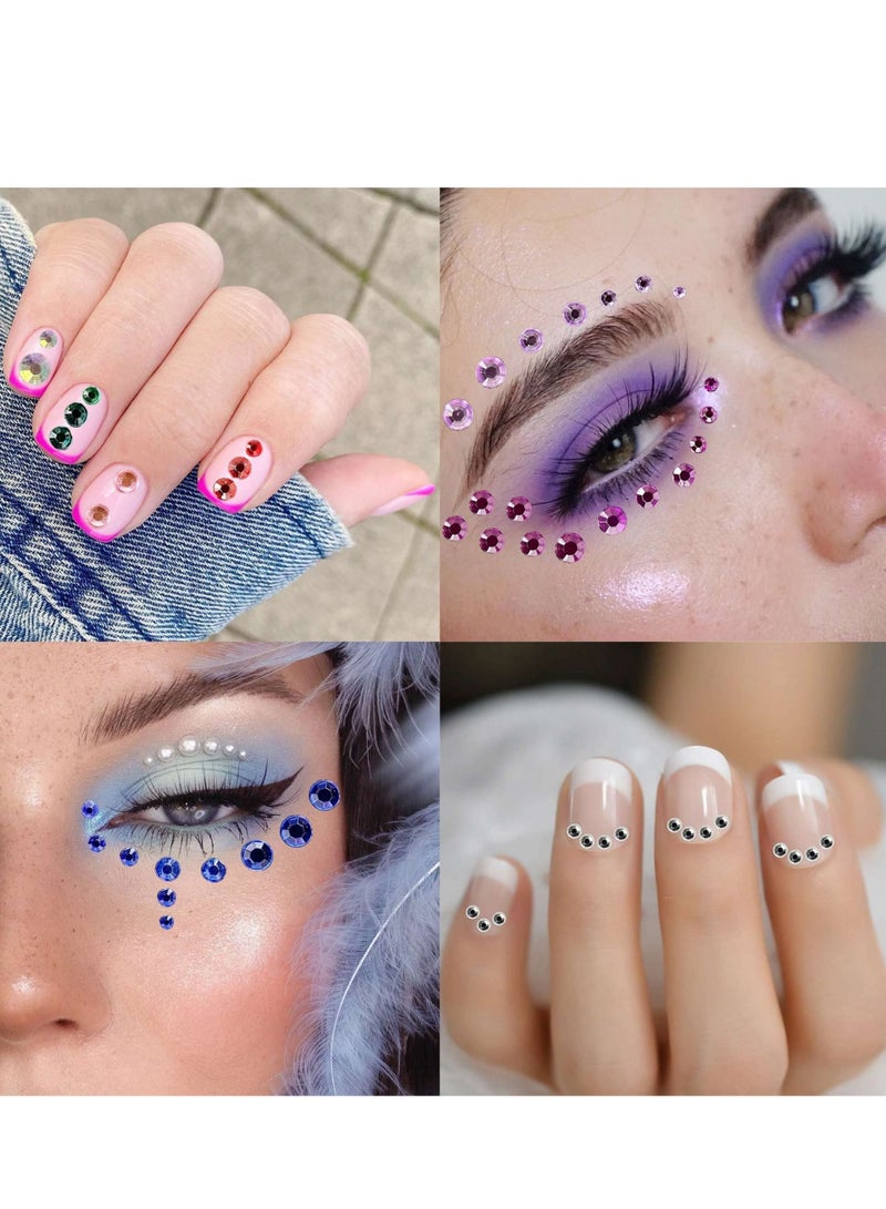 KASTWAVE Face Gems Sticker on Eye Body Jewels Colorful Crystal Fake Nose Stud Makeup Rhinestone for Eyes Self-Adhesive Face Gem for Festival Euphoria Makeup Accessories Nail Art Decorations(6 Sheets) - Image 4