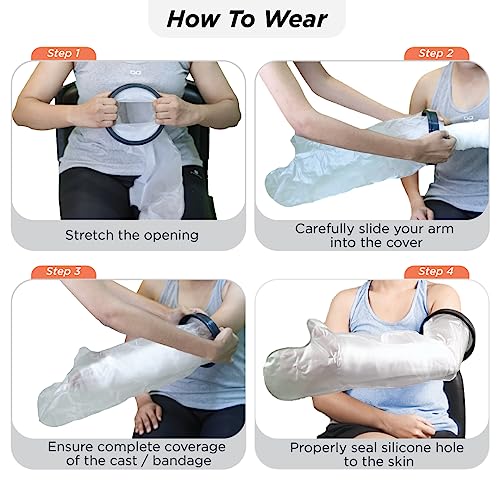 Vissco Cast Cover Arm - Long (From Wrist Upto Upper Arm), Waterproof For Left & Right Hands, Protect Bandage Against Water Exposure During Bath & Shower, Injury -Universal (Grey) - Image 4