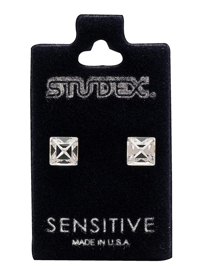 ستوديكس حلق الأذن 6*6ملم كريستال نمساوي مربع مطلي بالذهب الخالص24  قيراط - Image 5