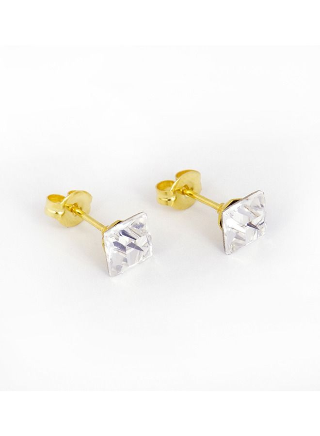 ستوديكس حلق الأذن 6*6ملم كريستال نمساوي مربع مطلي بالذهب الخالص24  قيراط - Image 2
