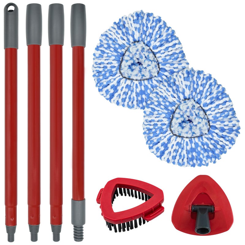 Yuunaie Mop Replacement for Ocedar Mop for O Cedar Replacement Mop for O Cedar Spin Mop Contains 4Section Mop Handle 2 Mop Replace Head 1 Mop Base 1 Scrubber Mop Head for OCedar Spin Mop - Image 2