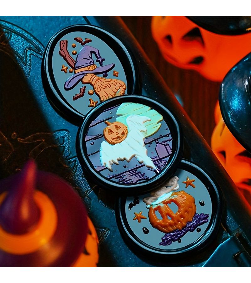 1pc New Halloween Candlelight Wax Seal Stamp Head Pumpkin Lamp Girl Wizard Skull Handcrafted Wax Seal Press For DIY Card Envelope Wedding Invitation Gift Packaging - Image 1