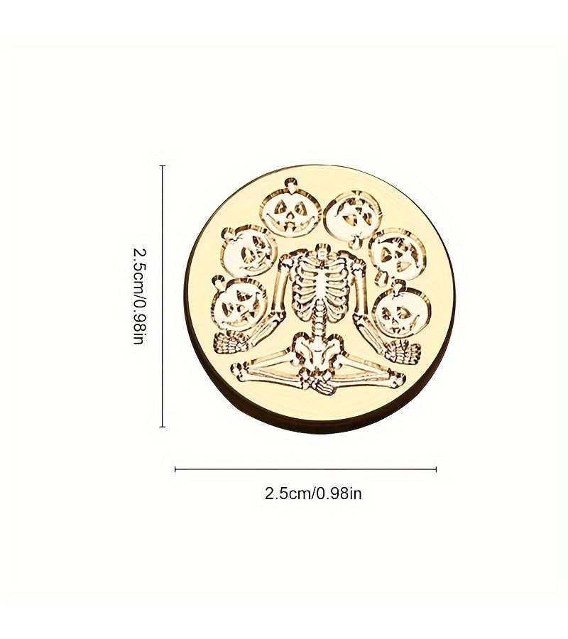 1pc New Halloween Candlelight Wax Seal Stamp Head Pumpkin Lamp Girl Wizard Skull Handcrafted Wax Seal Press For DIY Card Envelope Wedding Invitation Gift Packaging - Image 2