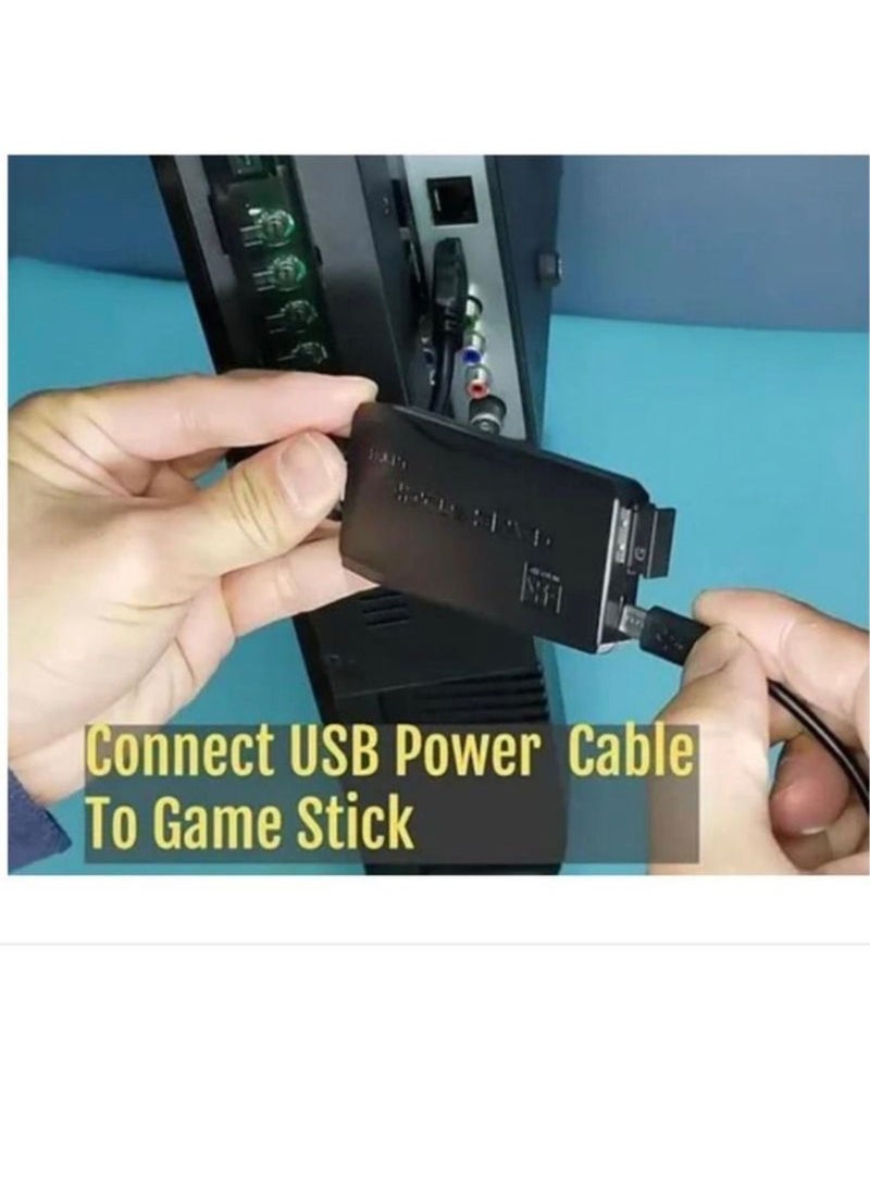 وحدة تحكم لألعاب الفيديو بدقة 4K عالية الدقة ، ووحدات تحكم لاسلكية مزدوجة 2.4 جيجا ، وعصا ألعاب فيديو للتوصيل والتشغيل ، و 10000 لعبة مدمجة ، ووحدة تحكم ألعاب محمولة باليد - Image 5