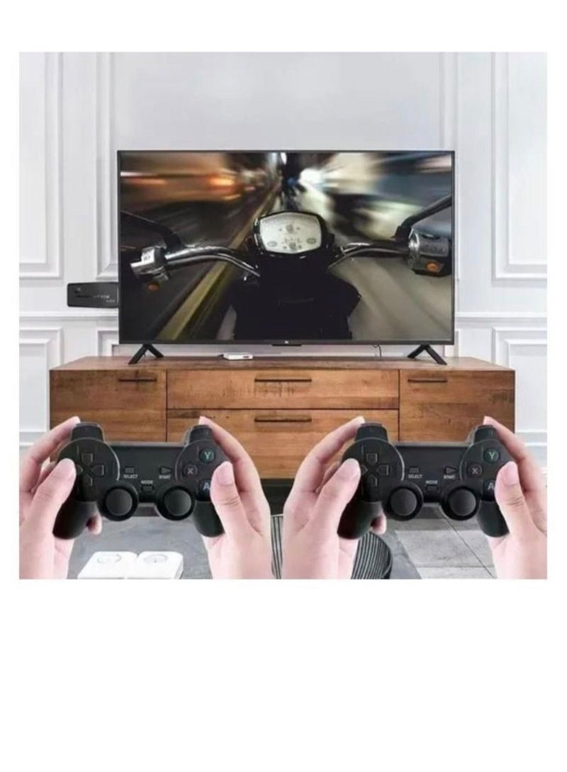 وحدة تحكم لألعاب الفيديو بدقة 4K عالية الدقة ، ووحدات تحكم لاسلكية مزدوجة 2.4 جيجا ، وعصا ألعاب فيديو للتوصيل والتشغيل ، و 10000 لعبة مدمجة ، ووحدة تحكم ألعاب محمولة باليد - Image 3