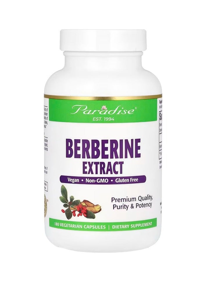 Paradise Herbs, Berberine Extract 500 mg, 180 Vegetarian Capsules – Blood Sugar, Weight & Heart Support