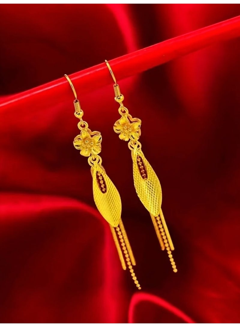 GOLDMAX Elegant 21k Gold Plated Drop Earrings For Women - Image 1