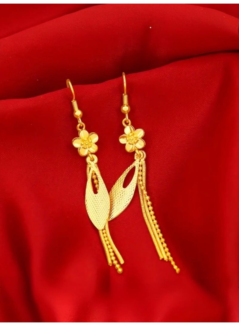 GOLDMAX Elegant 21k Gold Plated Drop Earrings For Women - Image 5