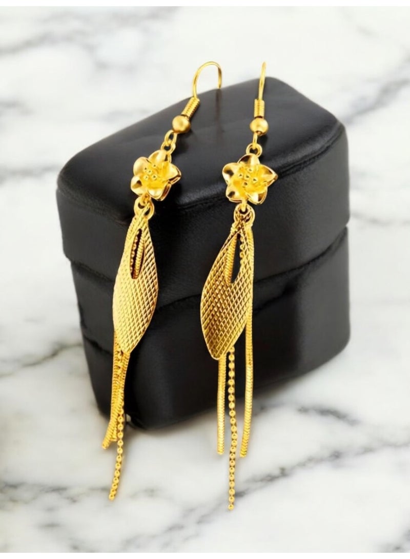 GOLDMAX Elegant 21k Gold Plated Drop Earrings For Women - Image 4