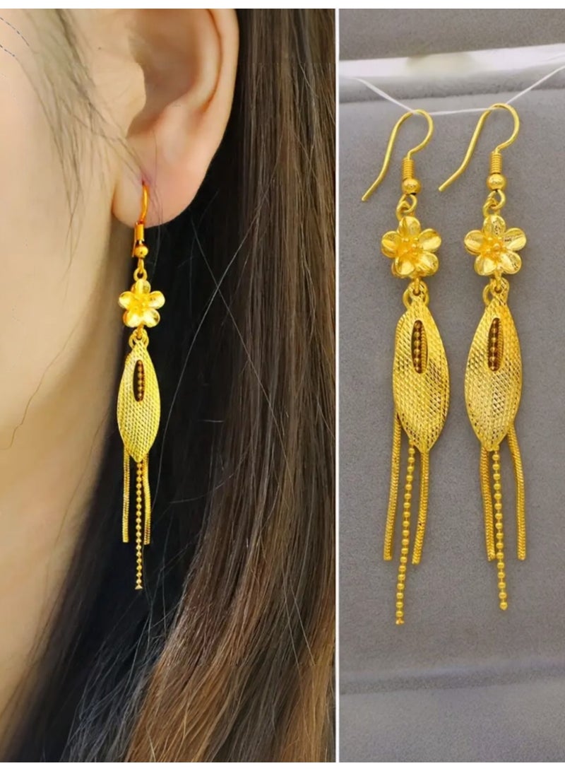 GOLDMAX Elegant 21k Gold Plated Drop Earrings For Women - Image 2