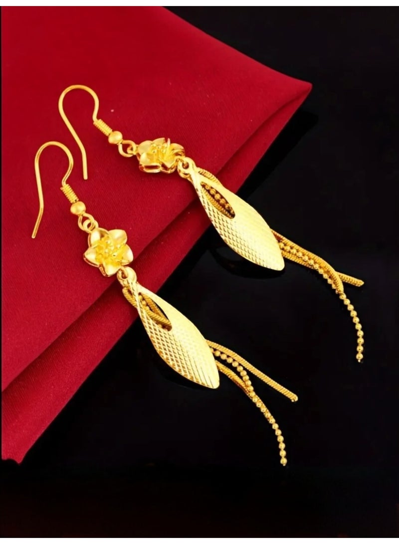 GOLDMAX Elegant 21k Gold Plated Drop Earrings For Women - Image 3