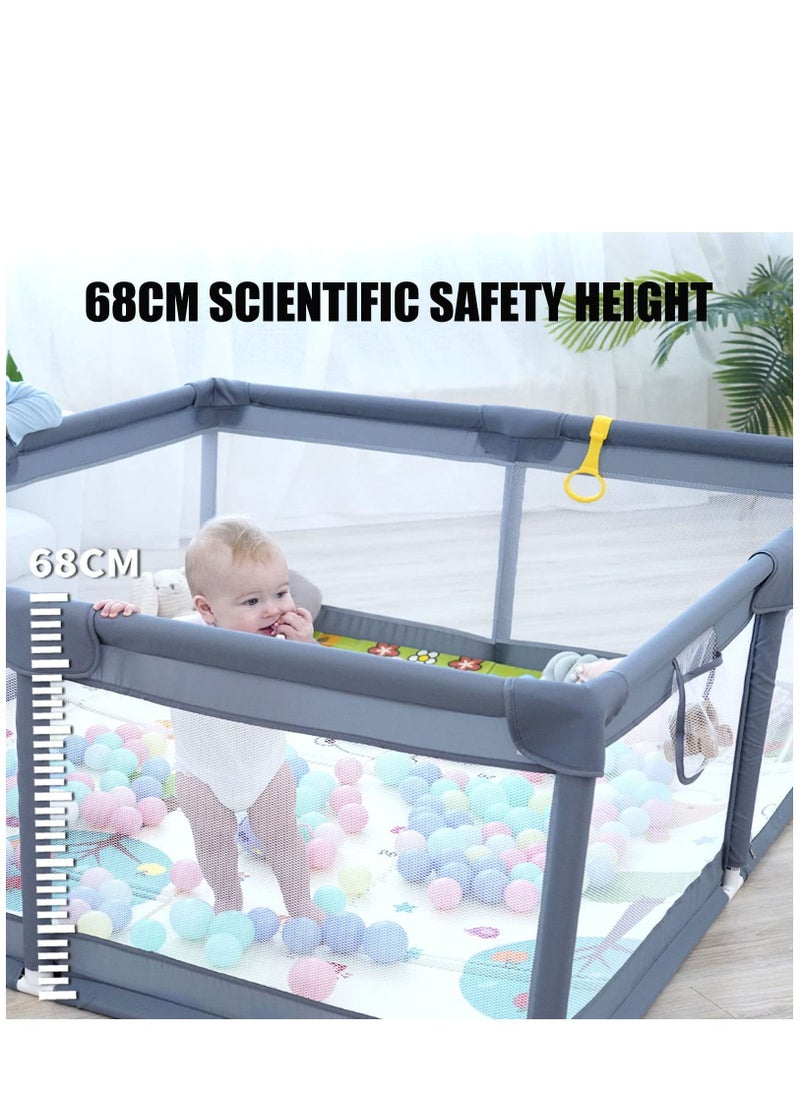 Arabest - Anti-Collision Foam Playpens with Breathable Mesh for Babies, Baby Playpen, 150 x 180 x 68cm Large Playpen for Baby and Toddlers, Large Playard, Safety Play Yard for Toddler, Not Included Mat - Grey - Image 1