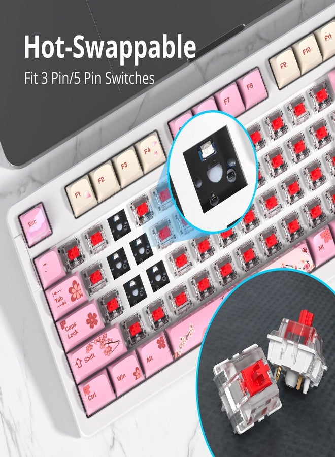 surmen Pink Creamy Keyboard with with Number Pad, 96% RGB Mechanical Keyboard Full Gasket Mounted Hot Swappable Custom Wired Thocky Keyboard with Knob for Office Gamer (98 Ying) - Image 3