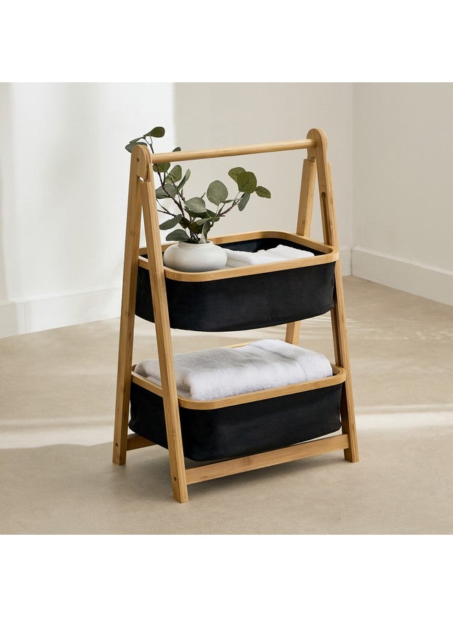 Home Box Oxford 2-Tier Storage Basket with Bamboo 43 x 70 x 34 cm  - Image 1
