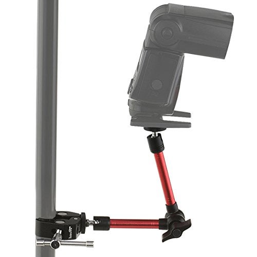 Haoge 11 inch Articulating Friction Magic Arm with Large Clamp Clip for HDMI LCD Monitor LED Light DSLR Camera Video Tripod Flash Lights Microphone TPCAST HTC Vive Pro Base Station lightinghouse Red - Image 3
