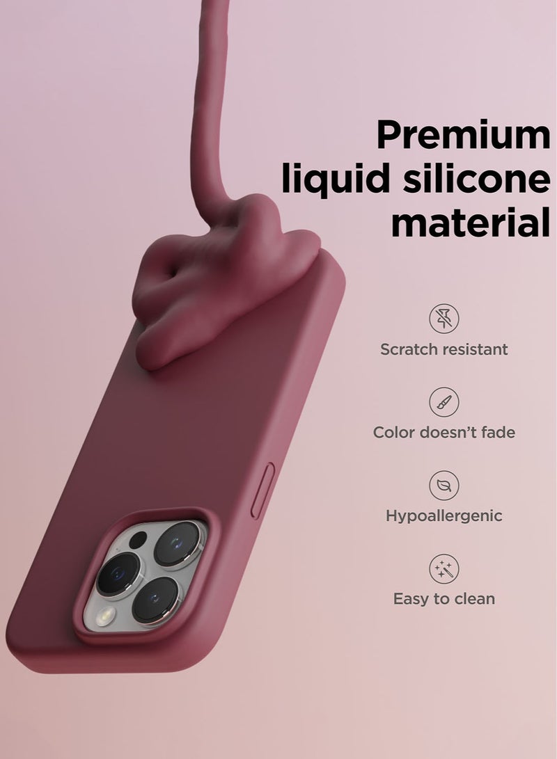 Elago Liquid Silicone for iPhone 15 PRO Case Cover with Full Body Protection, Shockproof, Slim, Anti-Scratch Soft Microfiber Lining - Burgundy - Image 3