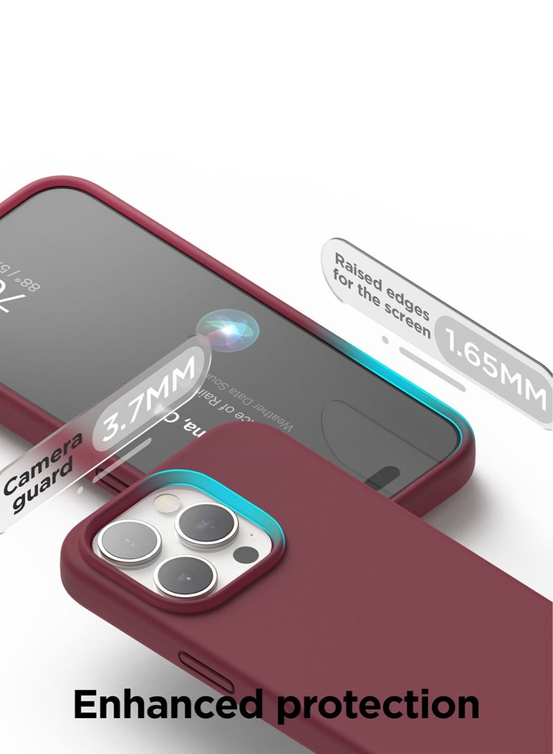 Elago Liquid Silicone for iPhone 15 PRO Case Cover with Full Body Protection, Shockproof, Slim, Anti-Scratch Soft Microfiber Lining - Burgundy - Image 5