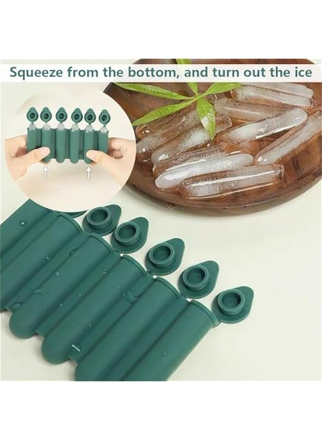 Silicone Ice Cube Tray Set with Lid, Long 6-Hole Ice Cube Mold, Flexible Easy-Release Ice Maker with Spill-Resistant Cover for Freezing Small Bottle Openings - Pack of 2  - Image 2