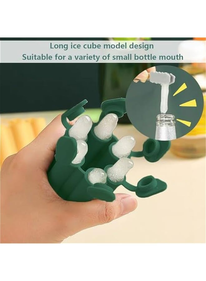 Silicone Ice Cube Tray Set with Lid, Long 6-Hole Ice Cube Mold, Flexible Easy-Release Ice Maker with Spill-Resistant Cover for Freezing Small Bottle Openings - Pack of 2  - Image 4