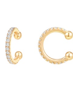 925 Sterling Silver Cubic Zirconia Huggie Cuff Earrings for Non-Pierced Women - Sparkling Round Design - Ear Pods Clip-on