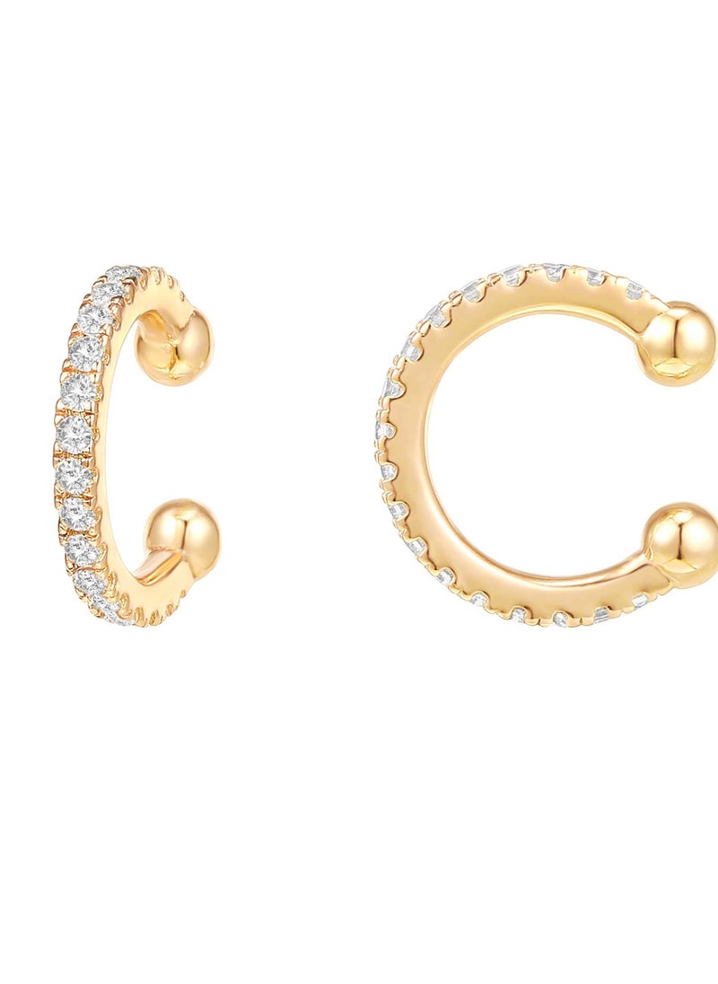 Generic - 925 Sterling Silver Cubic Zirconia Huggie Cuff Earrings for Non-Pierced Women - Sparkling Round Design - Ear Pods Clip-on - Image 1