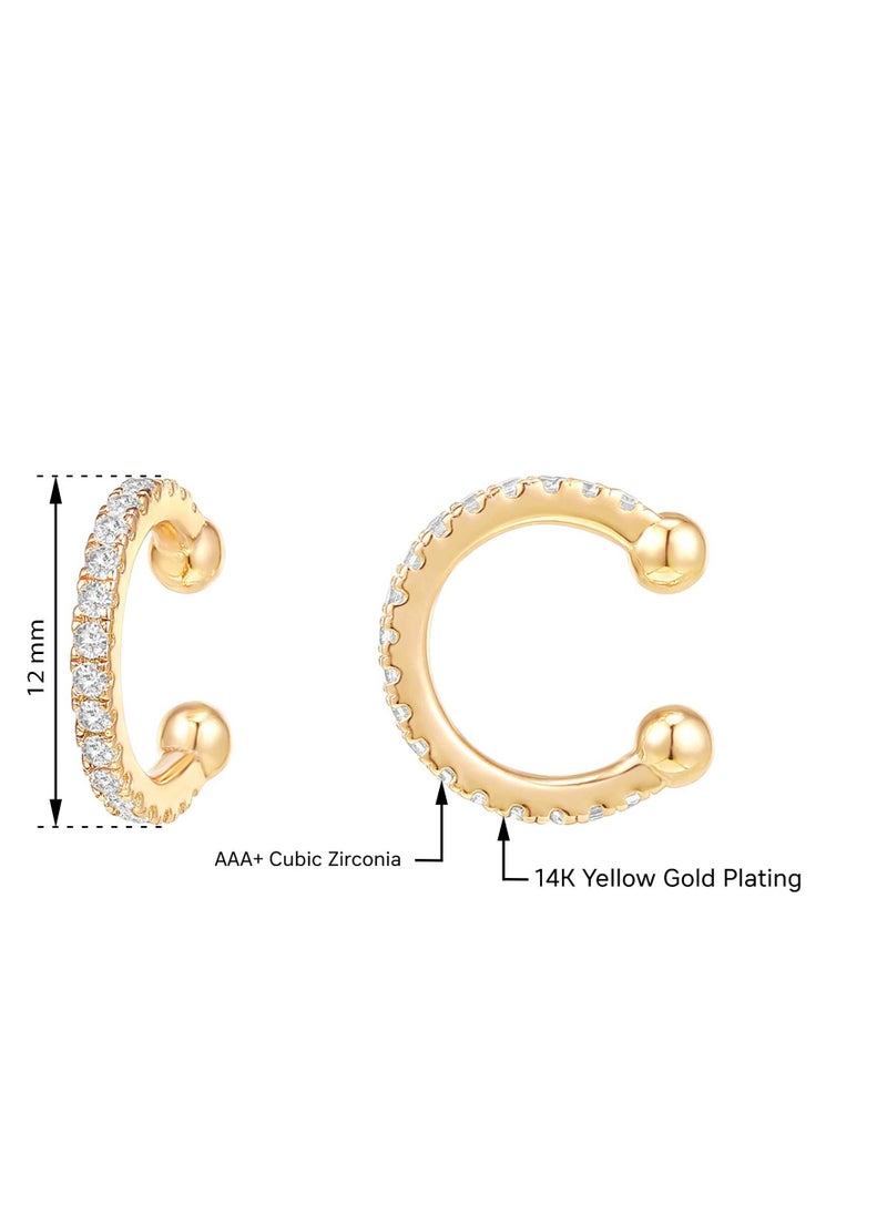 Generic - 925 Sterling Silver Cubic Zirconia Huggie Cuff Earrings for Non-Pierced Women - Sparkling Round Design - Ear Pods Clip-on - Image 1