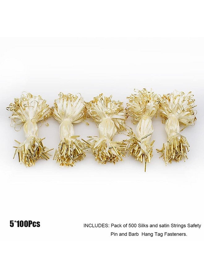 ريناشد 4.5 بوصة 500 قطعة من مثبتات العلامات المعلقة المصنوعة من الحرير وخيوط الساتان ودبوس الأمان وشوكة سهلة وسريعة التركيب (بيج) - Image 3