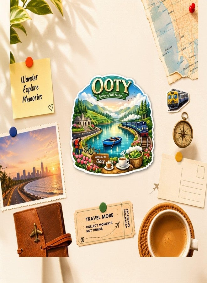 GiftODay Indian Places Theme Souvenir Wooden Fridge Magnet for Refrigerator - Decorative Fridge Magnet for Kitchen & Home Decoration Size 3x3 Inches | Pack of 1 (Ooty) - Image 5