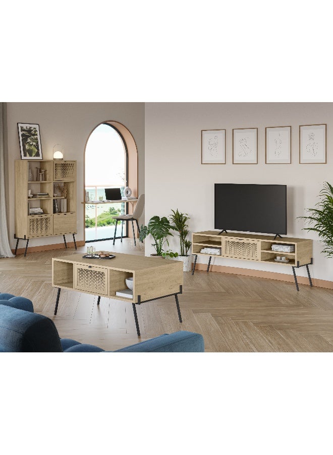 Mourah Home Naive 2 Coffee Table Centre Table for Living Room Office Industrial Sofe Table with Metal Legs Versatile Design| for Small Spaces Living Room| 50x60x102 CM - Oak- 2 Years Warranty - Image 1
