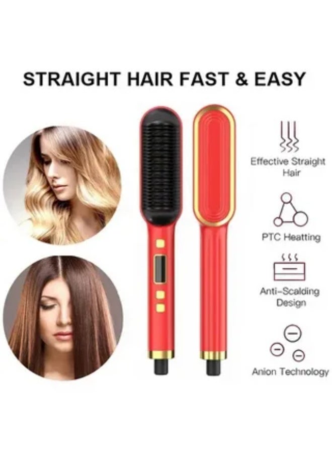 Cross-border hot-selling straightening comb, dual-use for straightening and curling hair, inner opening for bangs, styling, and adding volume. Amazon electric hot comb. - Image 4