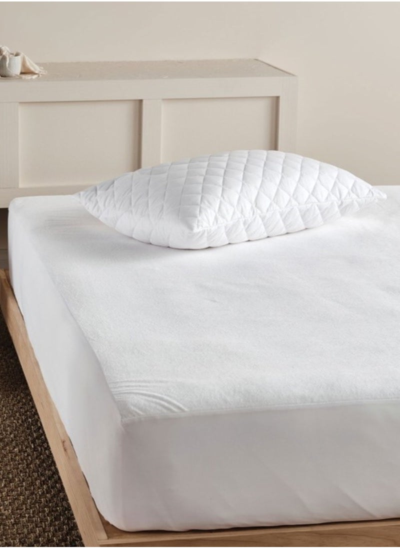 MAXQON Mattress Protector Cotton Terry Fabric 100%Waterproof , King/Queen/Double/Single Sizes, Color White  - Image 1