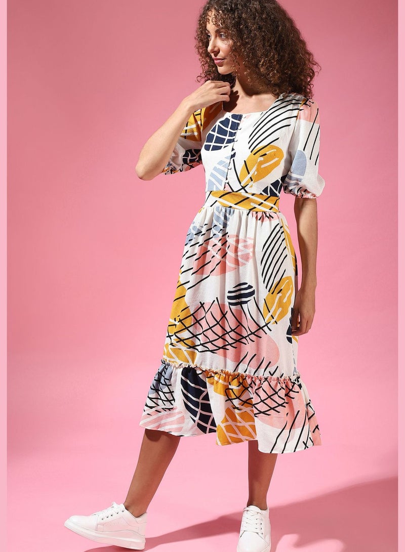 Campus Sutra Abstract Print Dress  - Image 3