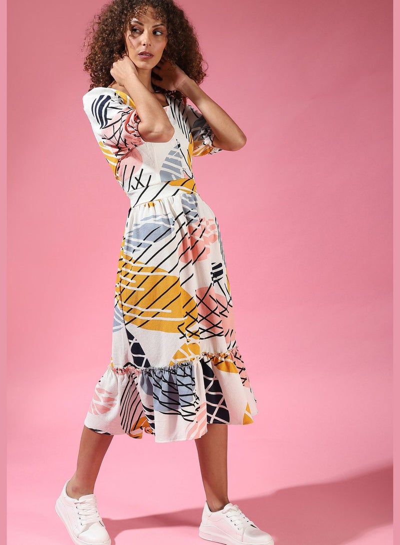 Campus Sutra Abstract Print Dress  - Image 4