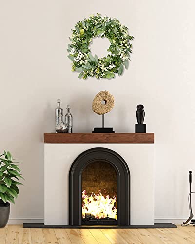 Vlorart Artificial Spring Summer Christmas Greenery Wreaths for Front Door Green Eucalyptus Leaf Wreath Decor Boxwood with Big Berries for Farmhouse Outside Year Round - Image 5