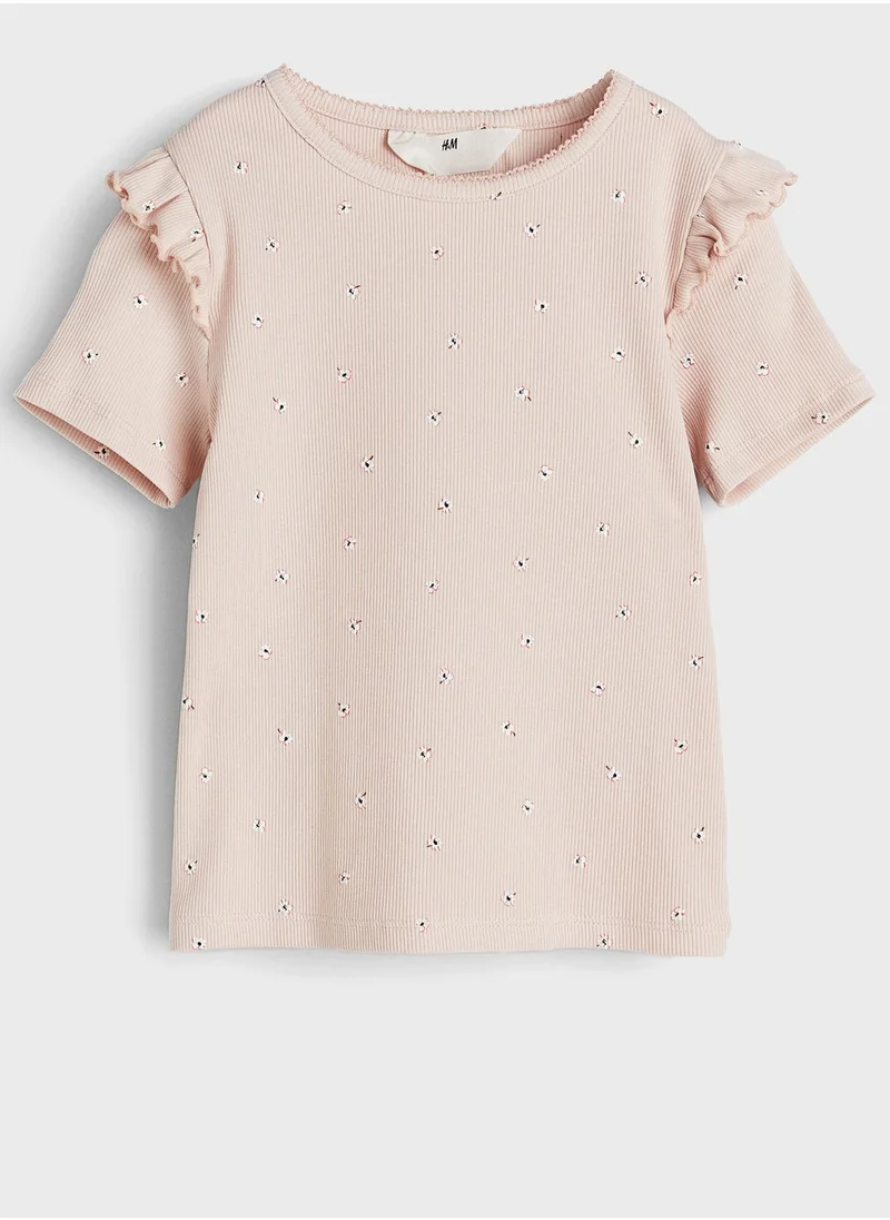 H&M Kids Ribbed Frill Trimmed Top