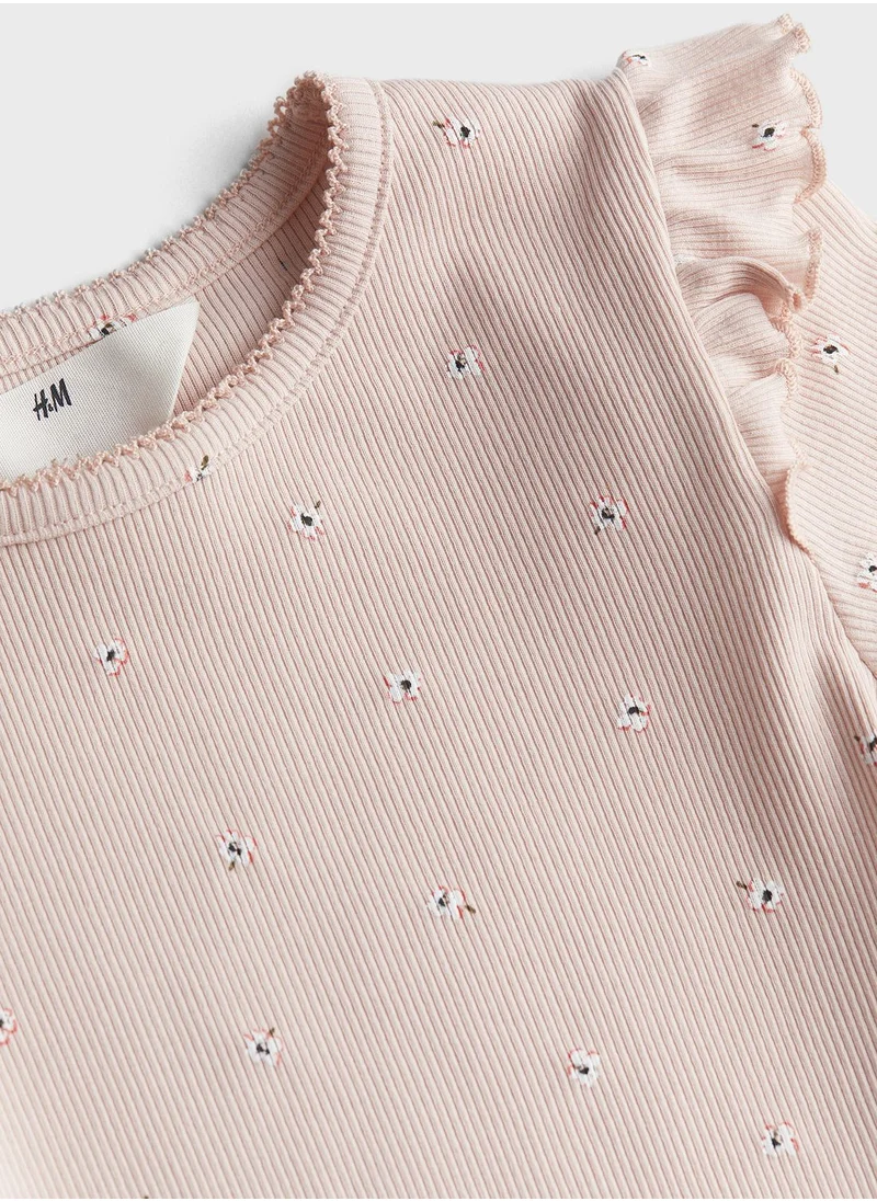 H&M Kids Ribbed Frill Trimmed Top