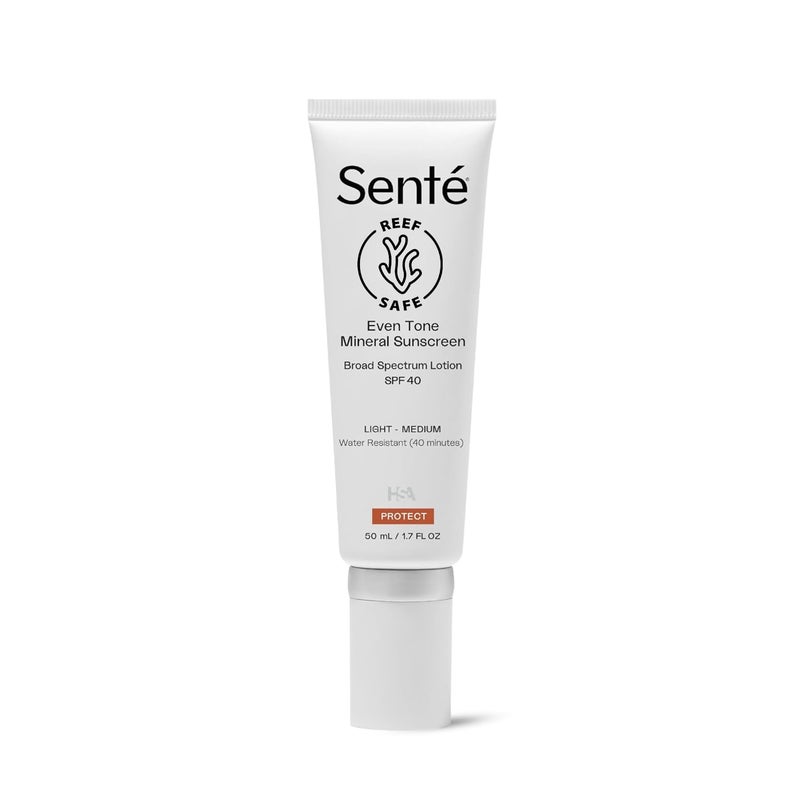 Sent Even Tone Mineral Sunscreen Tinted SPF 40 LightMedium Hydrating Lightweight Sun Protection Treatment for Redness Discoloration UVAUVB Blue Light Defense 17 oz