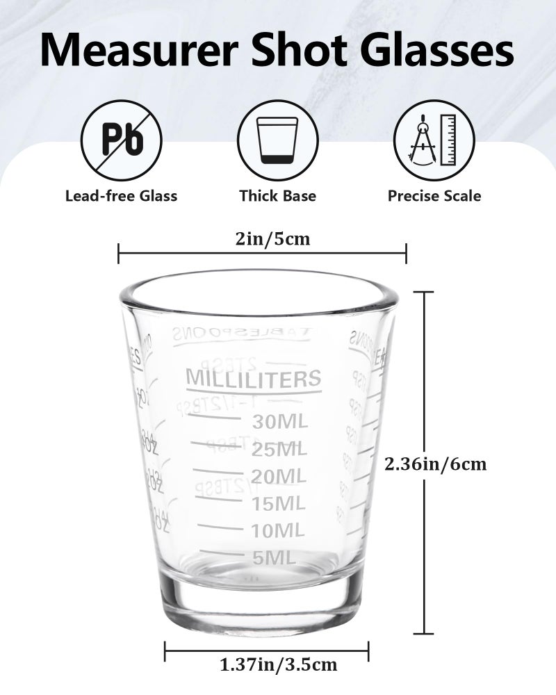 SAIAOKJ Shot Glasses Measuring Cup Set 2PACK Espresso Shot Glasses Liquid Heavy Glass 26-Incremental Measurement 1 OZ, 2 TBS, 6 TSP, 30 ML Kitchen Tools (White) - Image 2