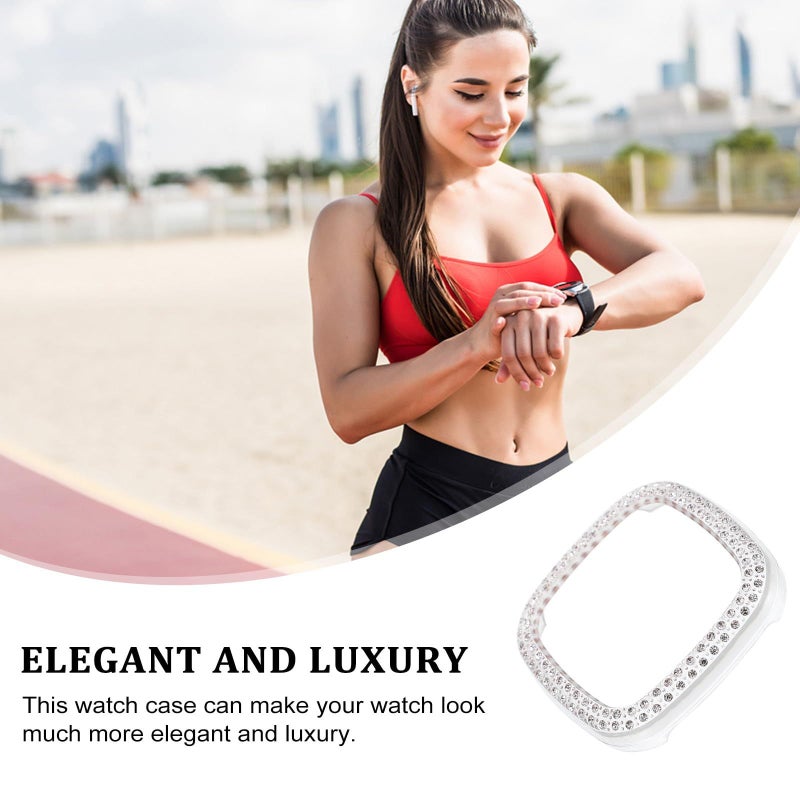 Shoulder Strap Smartwatch Case Bumper With Dual Row Crystal Bezel TPU Frame Diamond PC Edge Cover For Fitness Watches - Image 4