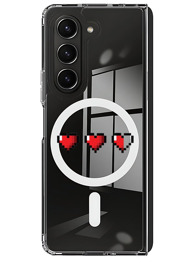 Theodor Magnetic Case for Samsung Galaxy Z Fold 5 Compatible with MagSafe Wireless Charging, Shockproof Phone Bumper Cover 3 Hearts - Image 1